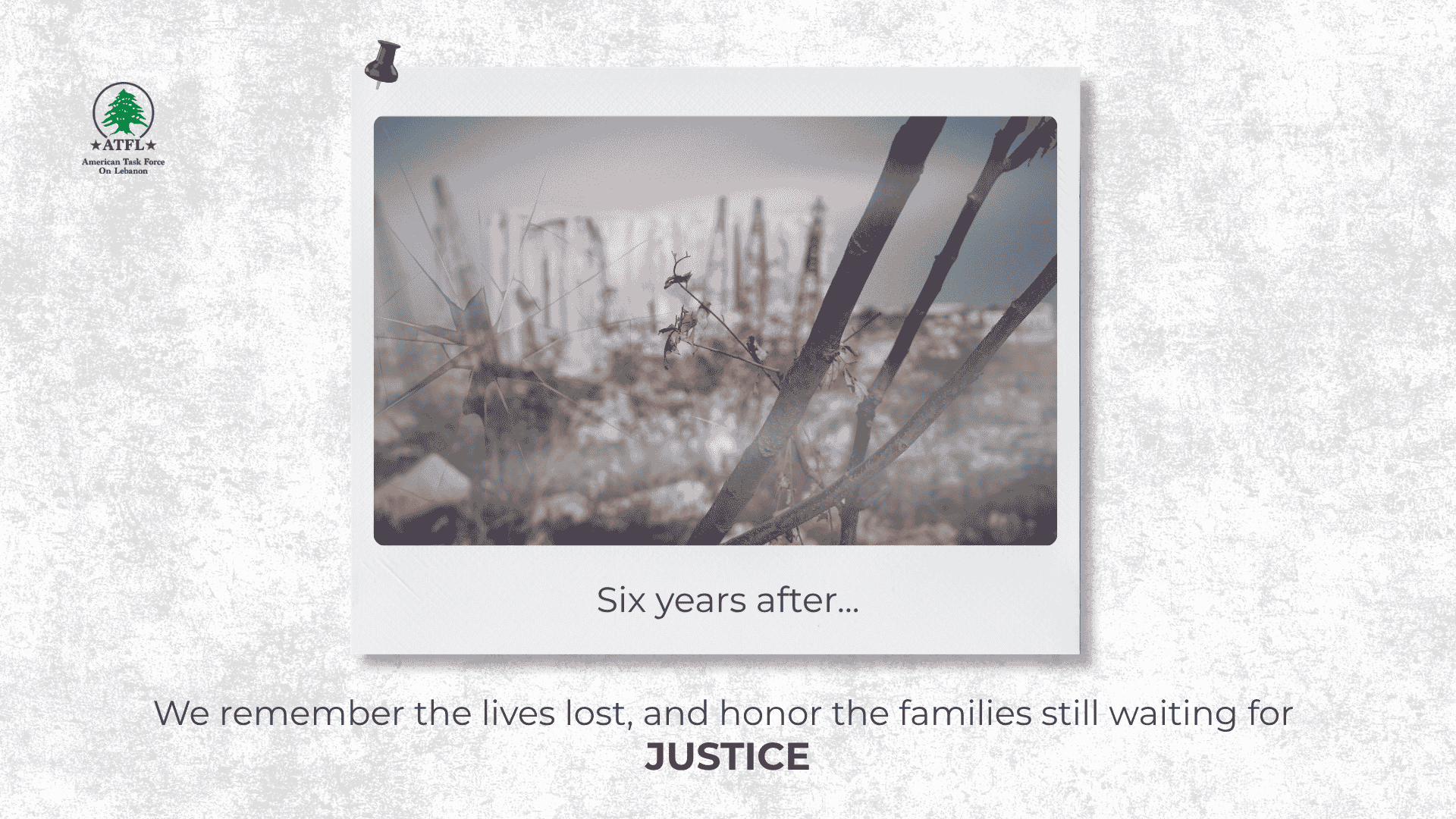 ATFL remembrance artwork marking six years since the Beirut blast and calling for justice